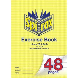 Spirax P204P Exercise Book Qld Ruling Year 2 18Mm 70Gsm 48 Page A4