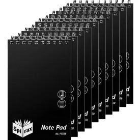 Spirax P563B Reporters Notebook Spiral Bound Top Opening 300 Page 200x127mm Black 10 Pack