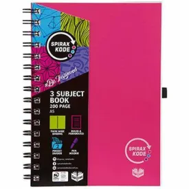 Spirax P961 Kode 3-Subject Notebook Spiral Bound 200 Page A5 Assorted