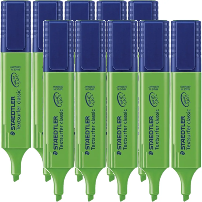 Staedtler Textsurfer Classic Highlighter Chisel Tip Green Box 10 BULK