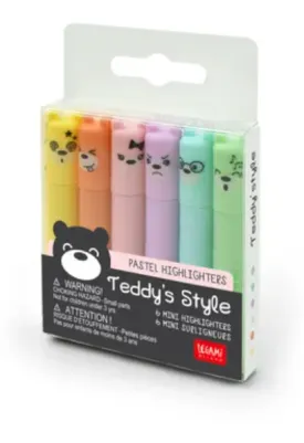 Teddy's Style Set of 6 Pastel Highlighters