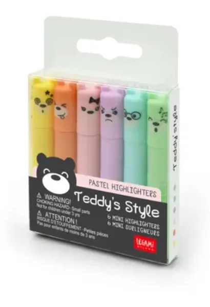 Teddy's Style Set of 6 Pastel Highlighters