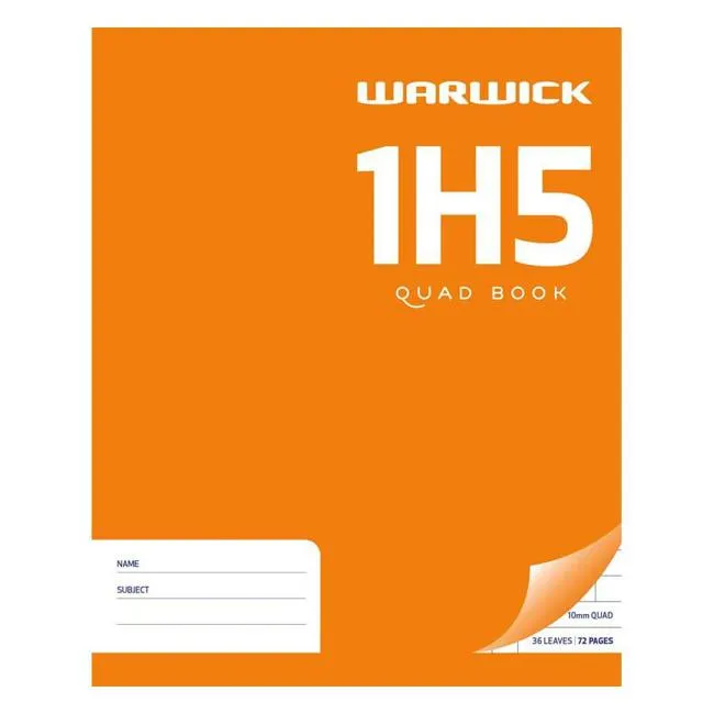 Warwick Exercise Book 1H5 36 Leaf Quad 10mm 255x205mm