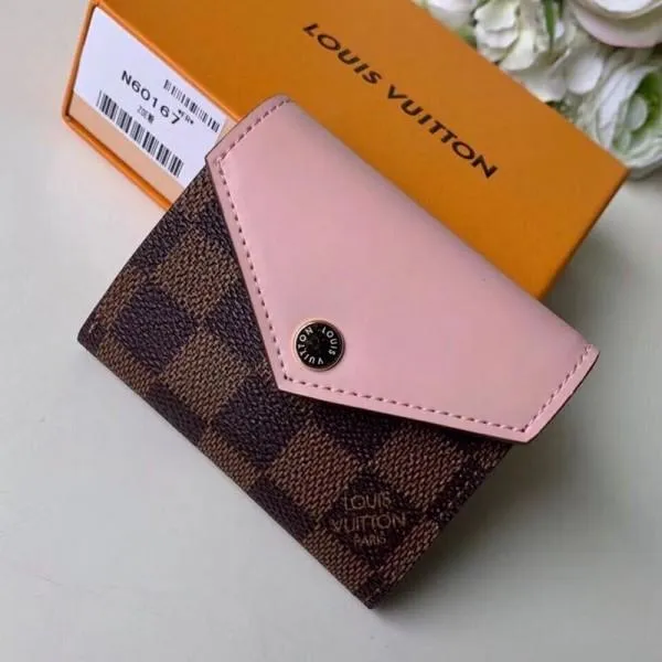 Zoé Small Wallet M62932 Damier Ebene Canvas/pink Leather  Collection